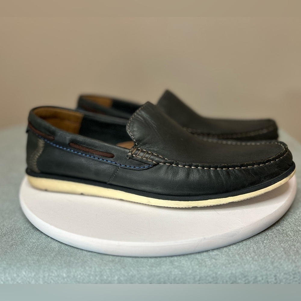 Clarks Kelan Lane Navy Leather Loafers Men’s Size 11 - Picture 6 of 14